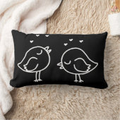 Zwart-wit Lovebirds & Hearts Doodles Pillow Kussen (Deken)