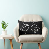 Zwart-wit Lovebirds & Hearts Doodles Pillow Kussen (Stoel)