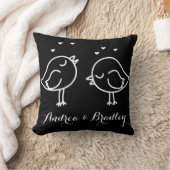 Zwart-wit Lovebirds In Love Doodles Pillow Kussen (Deken)