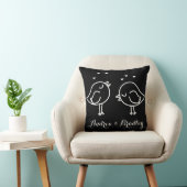 Zwart-wit Lovebirds In Love Doodles Pillow Kussen (Stoel)