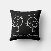 Zwart-wit Lovebirds In Love Doodles Pillow Kussen (Achterkant)