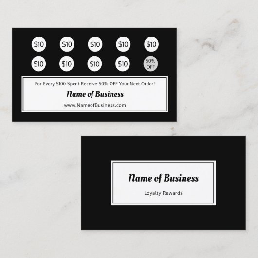 Zwart-wit loyaliteit beloont Kaart Klantenkaartje (Voorkant / Achterkant)