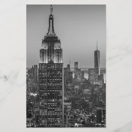 Zwart & wit luchtbeeld van New York City 's nachts Briefpapier (Voorkant)
