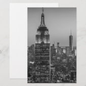 Zwart & wit luchtbeeld van New York City 's nachts Briefpapier (Voorkant / Achterkant)