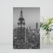 Zwart & wit luchtbeeld van New York City 's nachts Briefpapier (Staand voorkant)