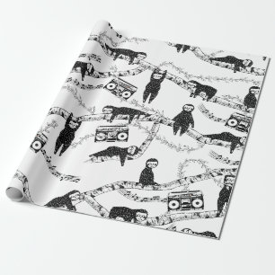 Zwart-wit luiaard patroon cadeaupapier