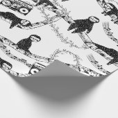 Zwart-wit luiaard patroon cadeaupapier (Hoek)