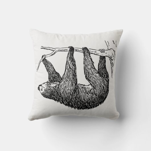 Zwart-Wit Luiaard Schets Kussen (Achterkant)