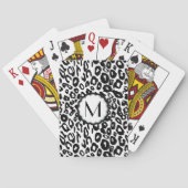 Zwart-wit Luipaard Monogram Pokerkaarten (Achterkant)