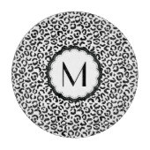 Zwart-Wit Luipaard Monogram Snijplank (Voorkant)