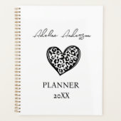 Zwart-wit Luipaard Patroon Hart Planner (Voorkant)