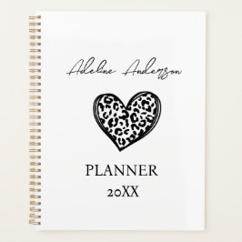 Zwart-wit Luipaard Patroon Hart Planner