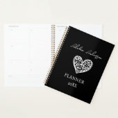 Zwart-wit Luipaard Patroon Hart Planner (Display)