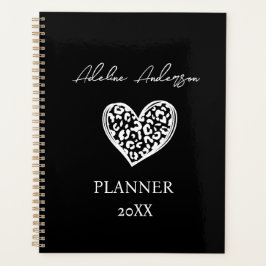 Zwart-wit Luipaard Patroon Hart Planner