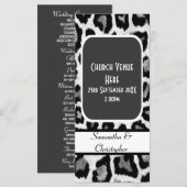 Zwart-wit luipaard print huwelijksprogramma programmakaart (Voorkant / Achterkant)