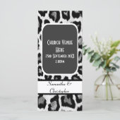 Zwart-wit luipaard print huwelijksprogramma programmakaart (Staand voorkant)