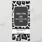Zwart-wit luipaard print huwelijksprogramma programmakaart (Voorkant)