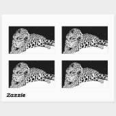 Zwart-wit luipaard rechthoekige sticker (Vel)