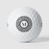 Zwart-wit luipaardmonogram golfballen (Voorkant)