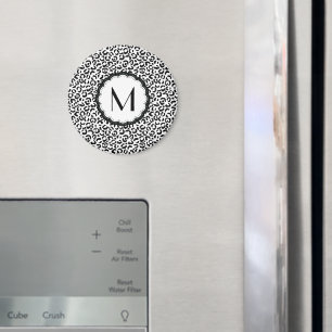 Zwart-wit luipaardmonogram magneet