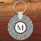 Zwart-wit luipaardmonogram sleutelhanger (Voorkant)