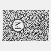 Zwart-wit luipaardmonogram theedoek (Horizontaal)