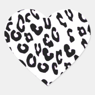 Zwart-wit luipaardprint hart sticker