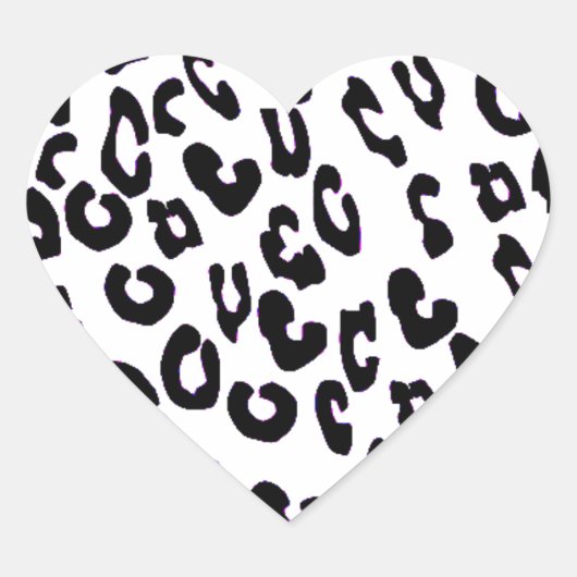 Zwart-wit luipaardprint hart sticker (Voorkant)