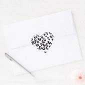 Zwart-wit luipaardprint hart sticker (Envelop)