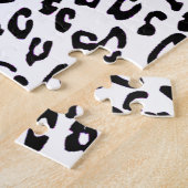 Zwart-wit luipaardprint legpuzzel (Zijkant)