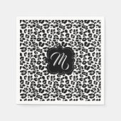 Zwart-wit luipaardprint met aangepast monogram servetten (Voorkant)
