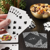 Zwart-wit luipaardprint monogram pokerkaarten (Insitu)
