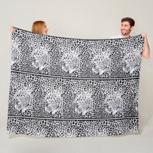 Zwart-wit luipaardprintpatroon fleece deken