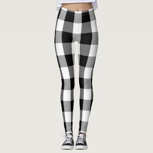 Zwart-wit lumberjack flatpanel leggings (Voorkant)