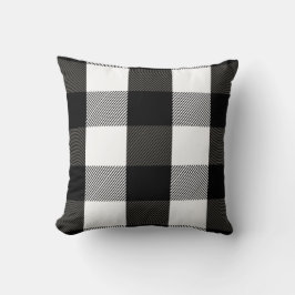 Zwart-wit lumberjack met flatpanelpatroon kussen