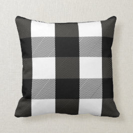 Zwart-wit lumberjack met flatpanelpatroon kussen