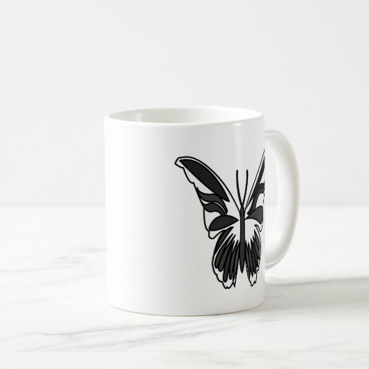 Zwart-wit Luna Moth Vlinder Koffiemok (Voorkant rechts)