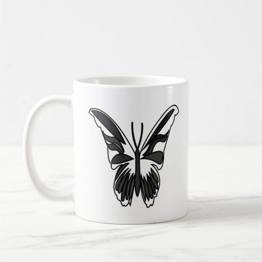 Zwart-wit Luna Moth Vlinder Koffiemok (Links)