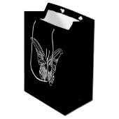 Zwart-wit Luna Moth Vlinder Medium Cadeauzakje (Voorkant Gekanteld)