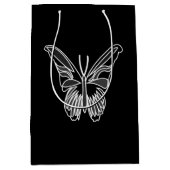 Zwart-wit Luna Moth Vlinder Medium Cadeauzakje (Voorkant)