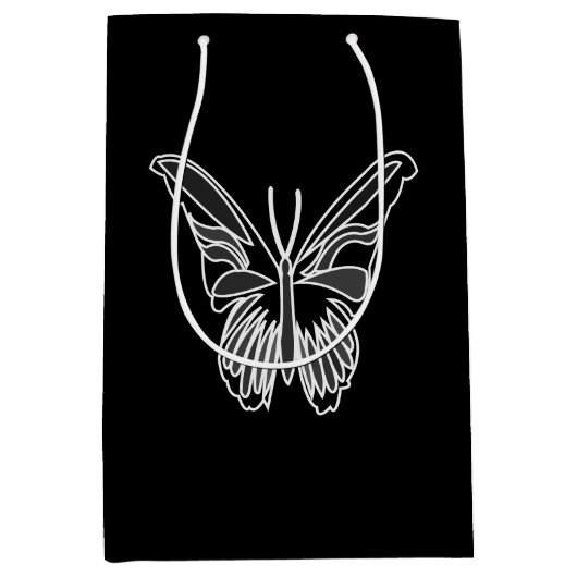 Zwart-wit Luna Moth Vlinder Medium Cadeauzakje (Voorkant)