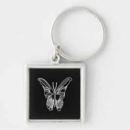 Zwart-wit Luna Moth Vlinder Sleutelhanger