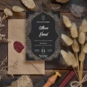 zwart wit luxe bruiloft uitnodiging