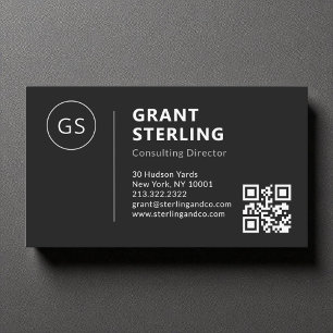 Zwart Wit Luxe Minimale Professionele QR Code Visitekaartje