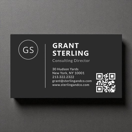 Zwart Wit Luxe Minimale Professionele QR Code Visitekaartje