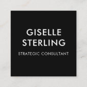 Zwart Wit Luxe Minimale Typografie QR Code Vierkante Visitekaartje (Voorkant)