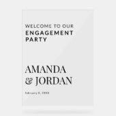 Zwart-wit Luxe minimalistisch Verloving Acryl Bord (Voorkant)