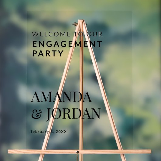 Zwart-wit Luxe minimalistisch Verloving Acryl Bord (Neutraal)