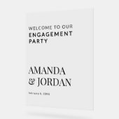 Zwart-wit Luxe minimalistisch Verloving Acryl Bord (Hoek)