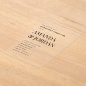 Zwart-wit Luxe minimalistisch Verloving Acryl Uitnodigingen (Laagn)